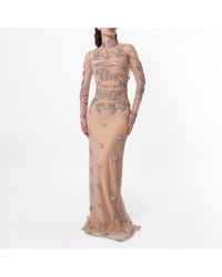 Burberry - Lila Sheer Diamond-Embellished Evening Gown, Brand Size 6 Us - Lyst