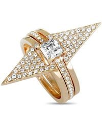 Swarovski - Funk Rose Plated And Crystal Three Ring Set - Lyst