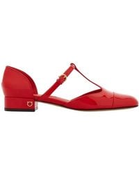 Ferragamo - Patent Leather T-Strap Ballet Shoe - Lyst