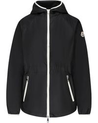 Moncler Ladies Eau Logo Patch Jacket - Black