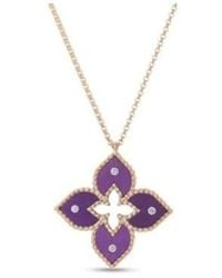Roberto Coin - Venetian Princess Small Titanium Flower Necklace With Diamonds - Lyst