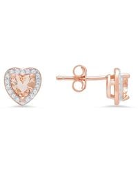 Kylie Harper - 14K Rose Over Heart-Cut Morganite Cz Halo Stud Earrings - Lyst