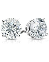 Brilliant Diamond - 1 1/2 Carat Round Lab Grown Diamond Stud Earrings - Lyst