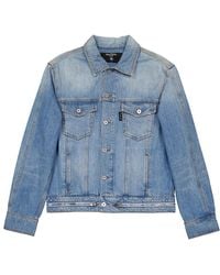 Balmain - Denim Jacket With Zip Fastening, Brand Size 48 (Us - Lyst