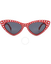 Moschino - Grey Cat Eye Sunglasses Mos006/s/str 0c9a/ir 52 - Lyst