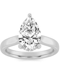 Mure And Co - 2Ctw Pear Shaped Lab Grown Diamond (F/Vs) Hidden Halo Cathedral Shank Engagement Ring - Lyst
