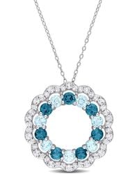 Amour - 6 Ct Tgw London, Sky And Topaz Open Circle Pendant With Chain - Lyst