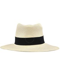 Maison Michel - Navy Charles Panama Straw Fedora Hat - Lyst