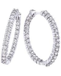Roberto Coin - 18k White Gold Inside Outside Diamond Hoop Earrings - Lyst