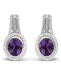 Haus of Brilliance - Sterling Oval Amethyst And Diamond Accent Rope Design Drop Earrings - Lyst