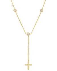 Kylie Harper - 14K Over Bezel-Set Cz Cross Y Necklace - Lyst