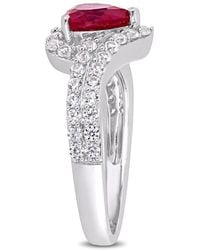 Amour - 2 1/2 Ct Tgw Created Sapphire And Created Ruby Heart Halo Engagement Ring - Lyst
