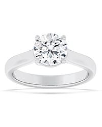 Mure And Co - 1.5Ctw Round Shaped Lab Grown Diamond (F/Vs) Plain Cathedral Trellis Shank Solitaire Engagement Ring - Lyst