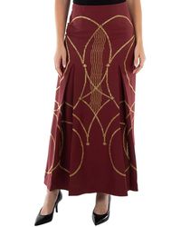 Burberry - Ladies Burgundy Lucile Printed Maxi Skirt, Brand Size 6 (Us - Lyst