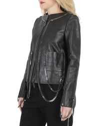 Burberry - Draped Chain-link Detail Leather Jacket - Lyst