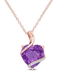 Amour - 6 1/2 Ct Tgw Amethyst And Diamond Accent Heart Pendant With Chain - Lyst