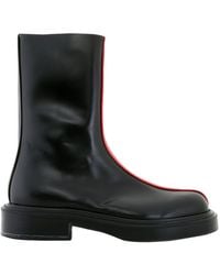 Ferragamo - Contasting Insert Leather Ankle Boots - Lyst