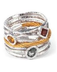 Charriol - Tango Sapphire Garnet Citrine Stainless Steel Yellow Pvd Cable Ring - Lyst