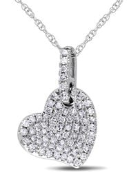 Amour - 1/4 Ct Tw Diamond Pave Heart Pendant With Chain - Lyst