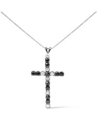 Haus of Brilliance - 925 Sterling 2.0 Cttw Round Natural Treated & Diamond Cross Pendant Necklace - Lyst
