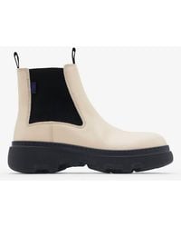 Burberry - Leather Creeper Low Chelsea Boots, Brand Size 37 Us - Lyst