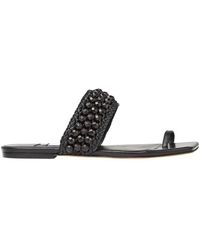 Jimmy Choo - Amoure Bead Embellished Raffia Sandals, Brand Size 37 Us - Lyst