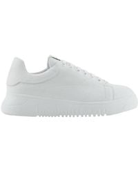 Emporio Armani - Low Top Leather Sneakers - Lyst