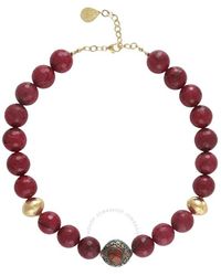 Devon Leigh - 18k Gold Plated Brass & Red Jade Collar Necklace N6474 - Lyst
