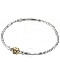 PANDORA - Sterling Silver Bracelet With 14k Gold Snap Clasp - 590702-hg-18 - 18cm - 7.1" - Lyst