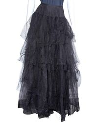 Burberry Tiered Open-net Tulle Skirt - Black