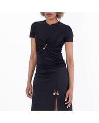 Versace - Safety Pin Gathered Viscose Top - Lyst