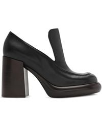 Burberry - 120Mm Leather Wedge Heel Loafers, Brand Size 37 Us - Lyst