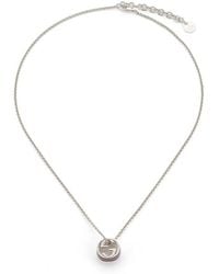 Gucci - Web Motif Enamel Edge Sterling Disc Necklace - Lyst