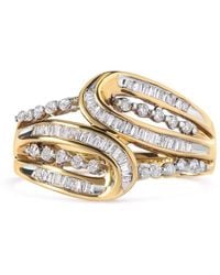 Haus of Brilliance - 10K 1/2 Cttw Round And Baguette Cut Diamond Open Space Bypass Ring (H-I Color, Si2-I1 Clarity) - Lyst