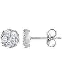 Brilliant Diamond - 0.50 Carat Sterling Round Cut Lab Grown Diamond Cluster Stud Push Back Earrings For -Color/Clarity-Hisi3I1 - Lyst