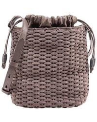Brunello Cucinelli - Ice Woven Leather Bucket Bag - Lyst