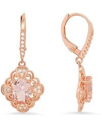 Kylie Harper - 14K Rose Over Vintage Filigree Morganite Cz Leverback Earrings - Lyst