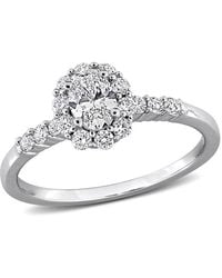 Created Forever - 3/4Ct Tw Oval-Cut Lab-Grown Diamond Halo Engagement Ring - Lyst