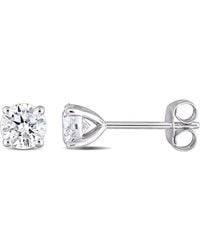 Amour - 1 Ct Dew Created Moissanite Solitaire Stud Earrings - Lyst