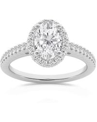 Brilliant Diamond - 1.00 Carat 14K Round Cut Lab Grown Diamond Halo Wedding Ring For - Color/Clarity-G+Si - Lyst