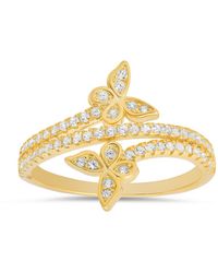 Kylie Harper - 14K Over Cz Butterfly Crossover Ring - Lyst