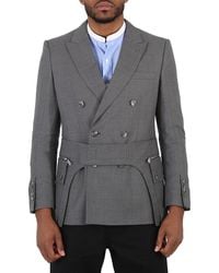 Burberry - Charcoal English Fit Wool Tailored Jacket With Cargo Belt Detail, Brand Size 50 (Us - Lyst