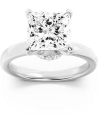 Mure And Co - 1Ctw Princess Shaped Lab Grown Diamond (F/Vs) Hidden Halo Plain Shank Engagement Ring - Lyst
