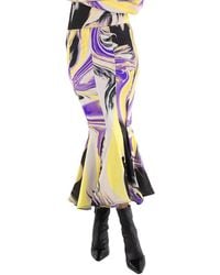 The Attico - Abstract-Print Flared Midi Skirt, Brand Size 40 (Us - Lyst