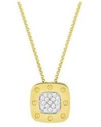 Roberto Coin - 18k Yellow Gold Pois Moi Square Diamond Pendant Necklace - Lyst