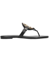 Tory Burch - Miller Soft Metal Logo Sandals - Lyst