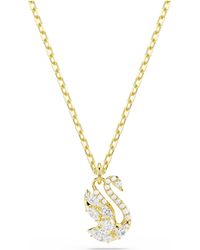 Swarovski - Swan Pendant, Mixed Cuts, Swan, 18K Finish - Lyst