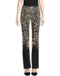 Roberto Cavalli - Nimale Leopard Print Straight-Leg Jeans, Brand Size 42 Us - Lyst
