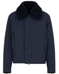 Emporio Armani - Shearling Collar Nylon Twill Jacket, Brand Size 52 (Us - Lyst