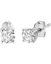 Haus of Brilliance - Ags Certified 14k White Gold 1.0 Cttw 4-prong Set Brilliant Round-cut Solitaire Diamond Push Back Stud Earrings - Lyst